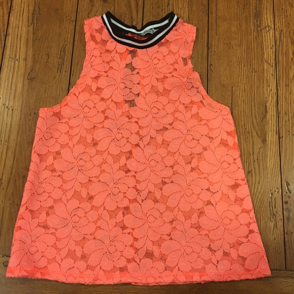 CHARLOTTE RUSSE LACE ORANGE TOP XS